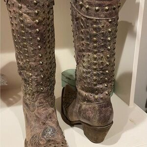 Vintage Corral Brand Studded Leather Knee-High Boots